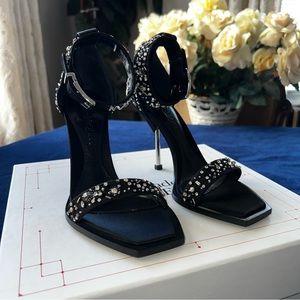 Alexander McQUEEN Pin 105 crystal-embellished satin sandals